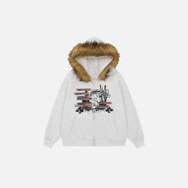 Detach Fur Boxy Zip Hoodie