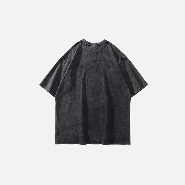 City-Block Renegade Cubs-Print Designed Print Faded-Wash Wide-Body T-Shirt alternatif görünüm