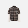 Layered Look Plaid Button-Front Shirt