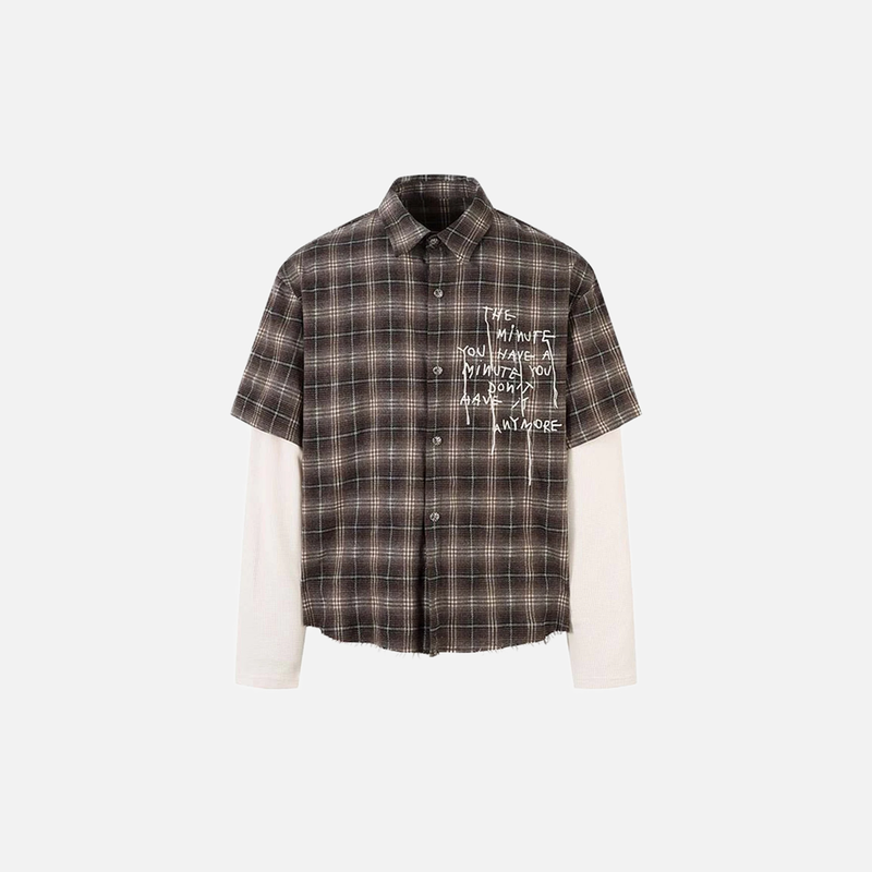 Layered Look Plaid Button-Front Shirt