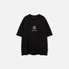 Front view of the black Dragon Graphic Printed T-shirt in a gray background 