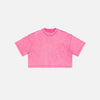 Front view of the rose pink Casual Washed Women's T-shirt in a gray background