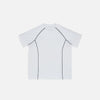 Front view of the white Loose Patchwork Oversized T-shirt in a gray background 