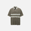 Dirty Color Block Line-Pattern Collar-Knit T-Shirt