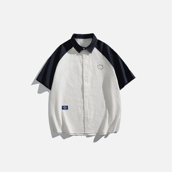 Mixed Panel Street Oversize Short Shirt alternatif görünüm