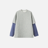 Two-Piece Fake Plaid Blue Long Sleeve T-Shirt