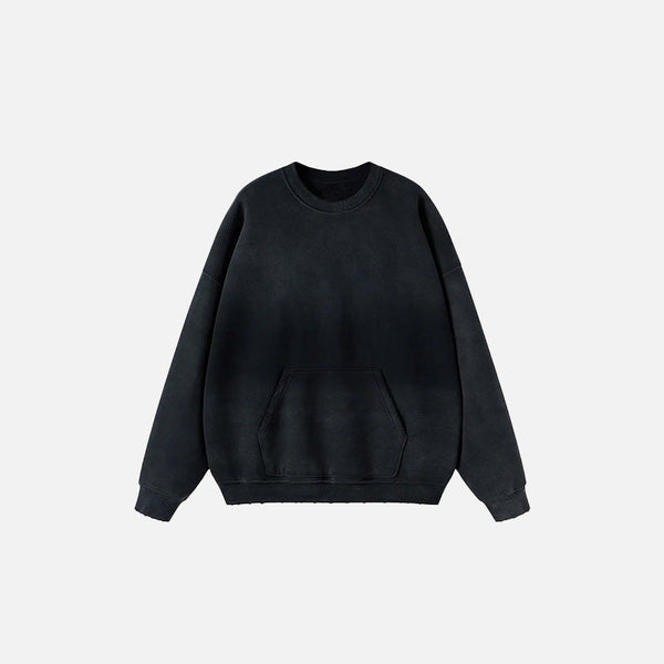 Front view of the black Classic Washed Oversized Sweatshirt in a gray background
