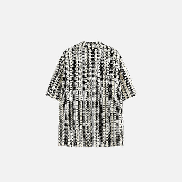 Womens Retro Stripe Woven Top alternatif görünüm