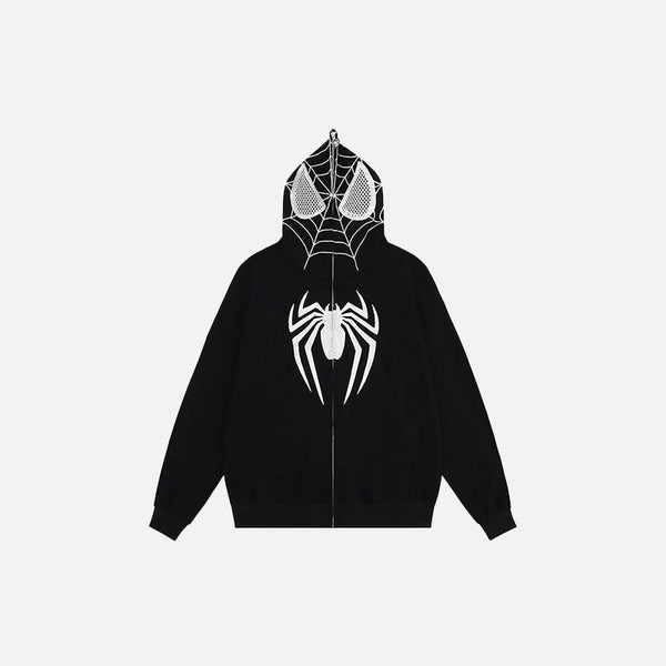 2000s Zip-Up Spider Mask Sweatshirt alternatif görünüm