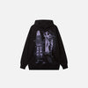 Front view of the black Abstract Graffiti Hoodie in a gray background