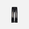 Front view of the black Vintage Washed Wide-Leg Jeans in a gray background