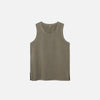 Front view of the brown Side Slit Unisex Sleeveless T-shirt in a gray background 