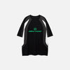 Front view of the black Neon Sports T-shirt in a gray background