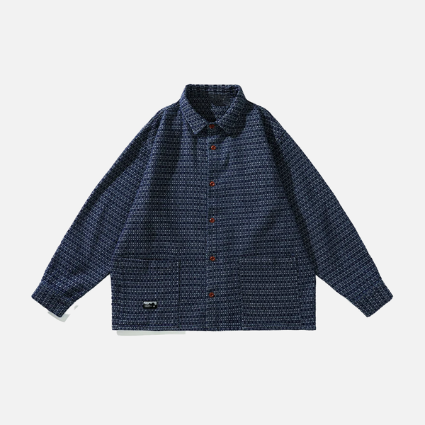 Cargo Pocket Hip Hop Loose Woven Shirt alternatif görünüm
