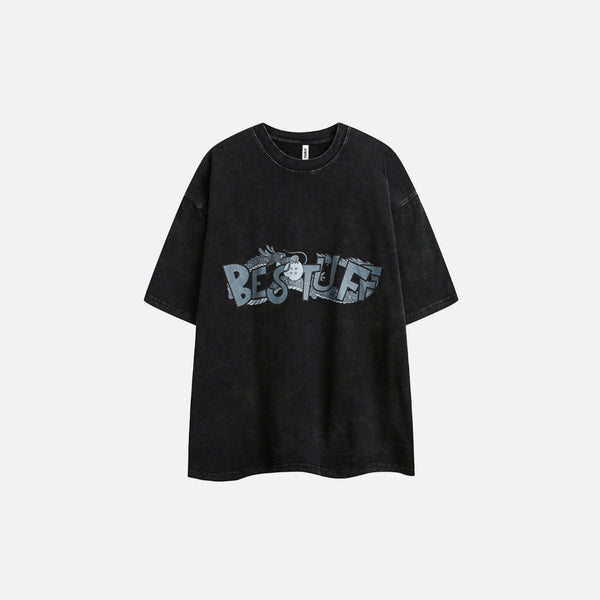 Time-Worn Wyrm Print Short-Sleeve T-Shirt alternatif görünüm