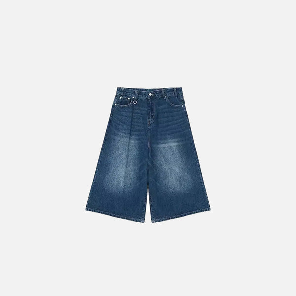 Heritage Wide Leg Denim Shorts alternatif görünüm