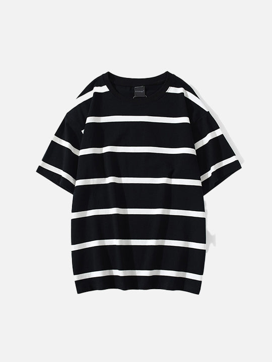 Line-Pattern Boxy-Fit T-Shirt