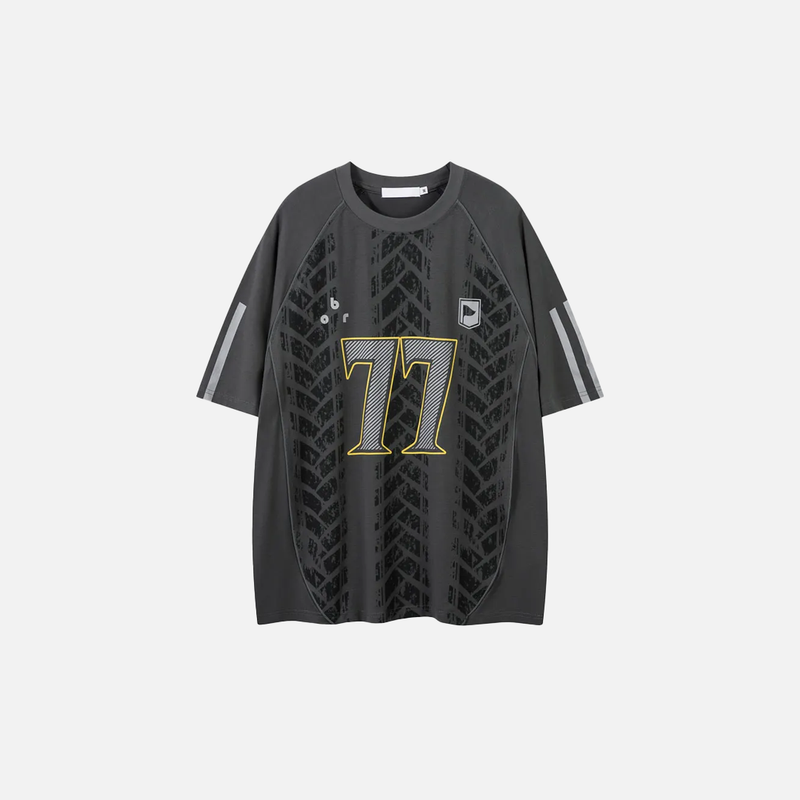 Circa-2000 Cozy Designed Quilted Checkered-Flag Performance T-Shirt