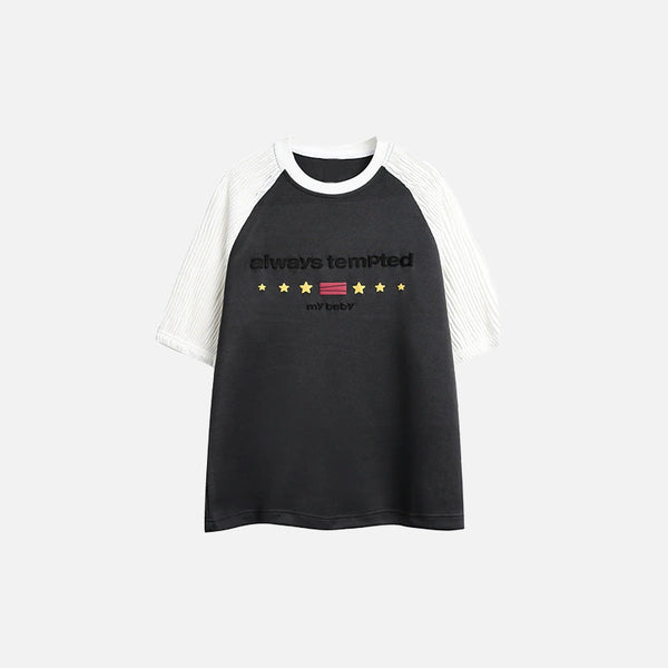 Sleeve Short Block Color T-Shirt alternatif görünüm