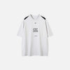 Front view of the white Performance Activewear T-shirt in a gray background