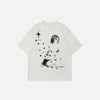 Hand-Drawn-Art Characters Imprinted Short Sleeve T-Shirt