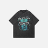 Face Green Funny Black Faded T-Shirt