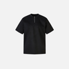 Suede Thread-Work Zipper Short Sleeve T-Shirt
