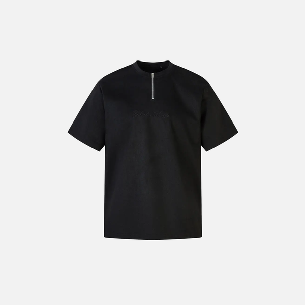 Suede Thread-Work Zipper Short Sleeve T-Shirt alternatif görünüm