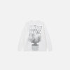 Front view of the white Urban Spikes Long Sleeve T-shirt in a gray background
