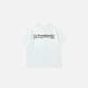 Front view of the white Fallen And Divine Contrast T-shirt in a gray background
