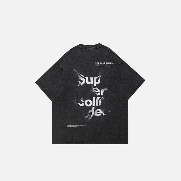 Mystic Gaze Distress-Washed T-Shirt alternatif görünüm