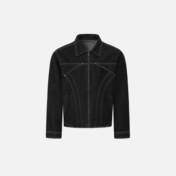 Heavy-Duty Deconstructed Mosaic Denim Jacket