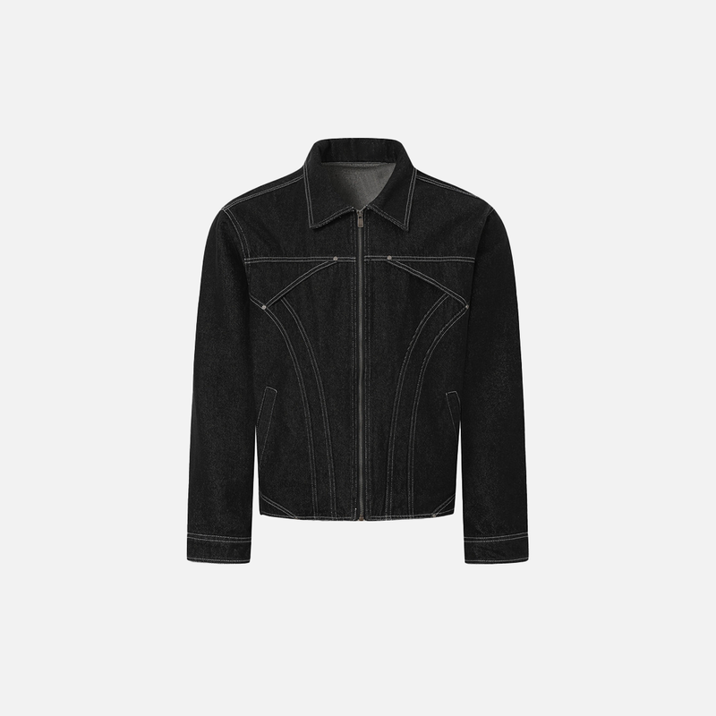 Heavy-Duty Deconstructed Mosaic Denim Jacket