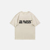 Front view of the beige Y2k Vintage Gothic T-Shirt in a gray background