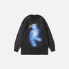 Front view of the black Y2K Halo Spirit Sweatshirt in a gray background