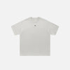 Front view of the beige Oversized Solid Color T-shirt in a gray background 