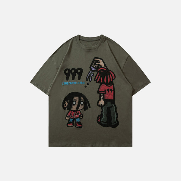 Print Cartoon Water Spilling T-Shirt alternatif görünüm