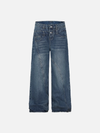 Irregular Faded Spliced Rinse Bell Leg Denim