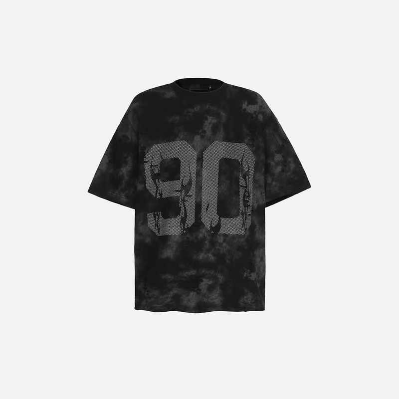 Now-Style Oversize Tie Dye Ripped Short Sleeve T-Shirt