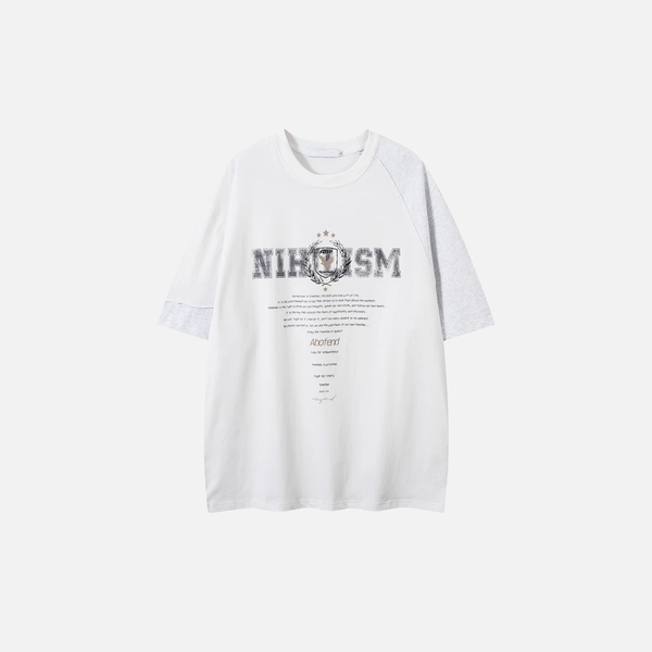 Digital-Age Wide-Body Heritage Splicing Color Block T-Shirt alternatif görünüm