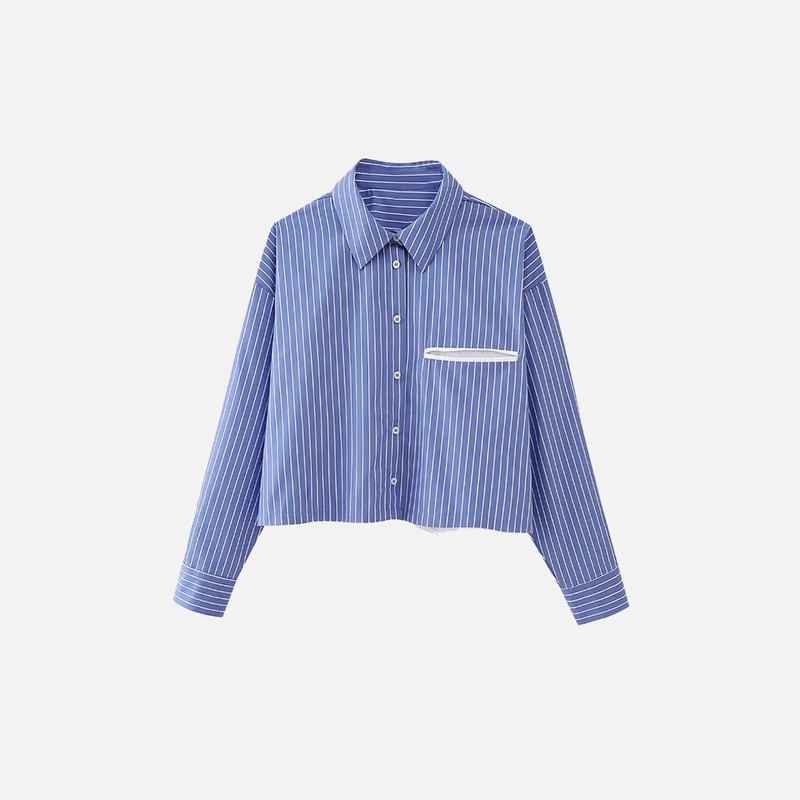 Retro Stripe Open Collar Everyday Shirt