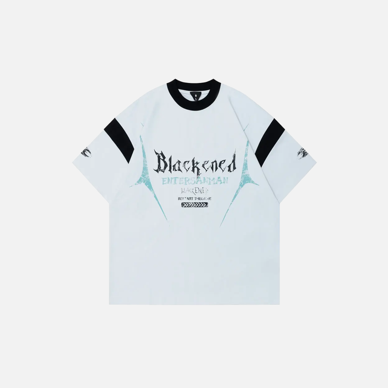 Warm Visual Patterned V-Neck Cotton Fast-Lane T-Shirt