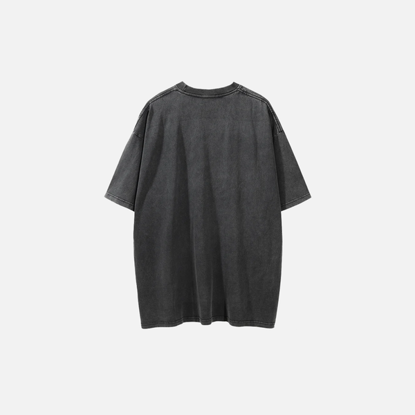 Lived-In Stone-Rinsed Portrait Print Short Sleeve T-Shirt alternatif görünüm