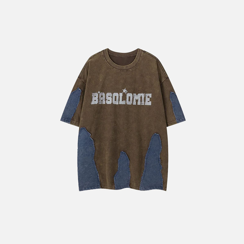 Wide-Body Patterned Street with Collage-Cut T-Shirt