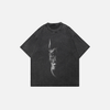 Boxy-Fit Faded Black Doberman Illustrated T-Shirt