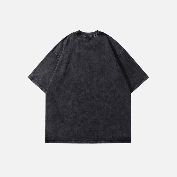 Aged Doberman Designed Stone-Rinsed Black T-Shirt alternatif görünüm