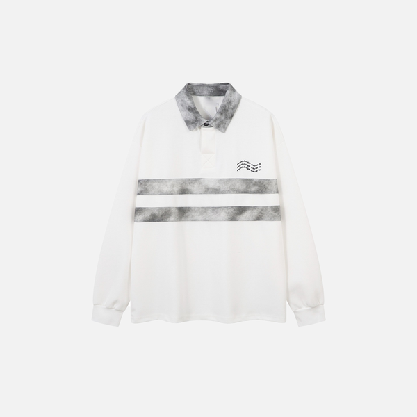 Urban-Edge Color Block Stand Collar Long Sleeve T-Shirt alternatif görünüm