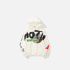 front view of the white The Chosen Kid Cudi Hoodie in a gray background