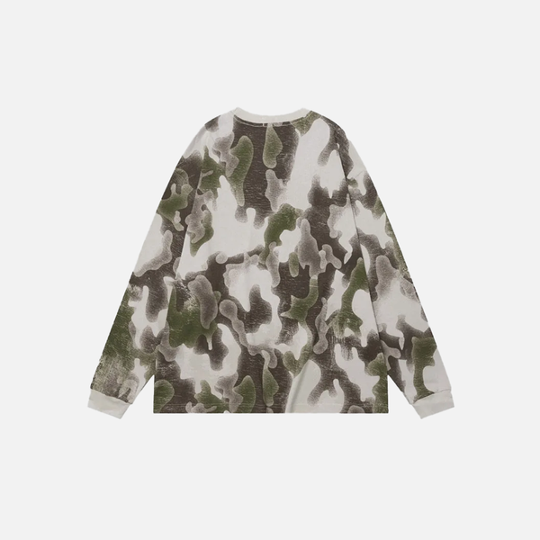 Throwback Tactical-Print Stamped Long Sleeve T-Shirt alternatif görünüm