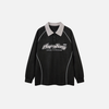 Autumn Relaxed-Cut Stitch-Craft Sport-Collar Long Sleeve T-Shirt